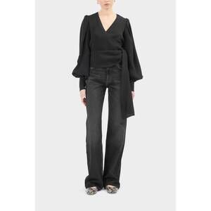 NEW CARESTE annie draped neck blouse in black